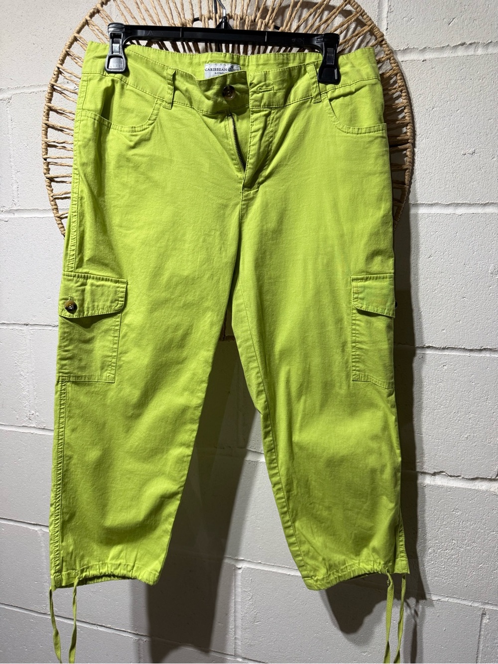 Caribbean Joe Bright Lime Green Petite Pants